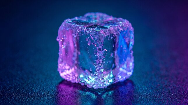 Neon Sugar Cube Edge, sparkling crystals illuminated by neon light