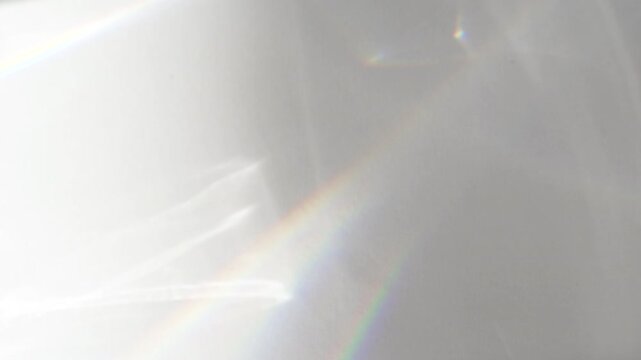 Abstract water texture overlay effect, rays of light shadow overlay effect with rainbow reflection of light from water on a white background, mockup and backdrop