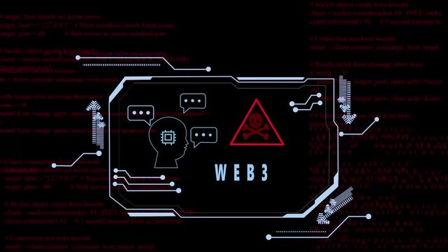 web3 is connected to various digital functions through a glowing green network, representing advanced technology 4k video