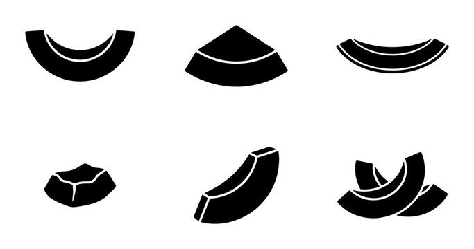 Melon Slices Vector Icons, Fruit Shapes, Healthy Food Graphics, Summer Refreshment Icons
