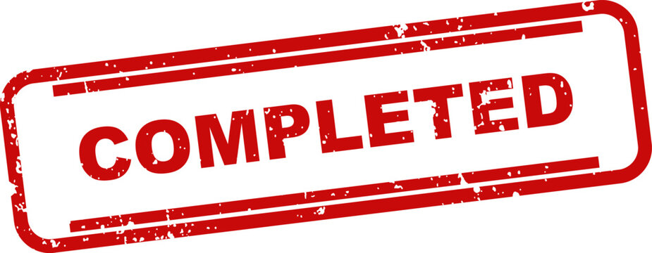 Completed red stamp for document approval and validation