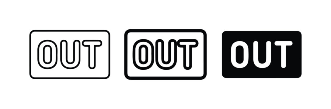 OUT Signs, Exit Buttons, Vector Icons for Direction and Navigation