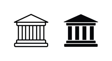 Fototapeta premium Classical Building Icons, Government Architecture Symbols, Public Institution Facades, Vector Art