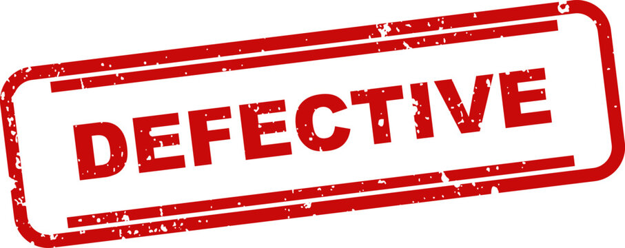 Defective stamp illustration red ink grunge texture on white background for quality control