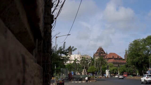 Mumbai, Maharashtra, India &ndash; 28 May, 2026: Historic architecture and urban scenery in Mumbai viewed through a cinematic street perspective.