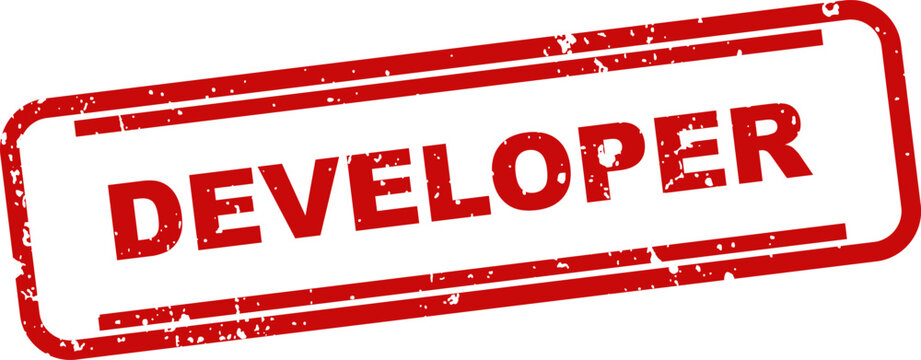 Red rubber stamp with the word developer isolated on a white background professional design