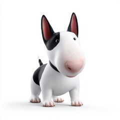 Fototapeta premium Cartoon Bull Terrier Dog Standing Full Body White Background Studio Lighting