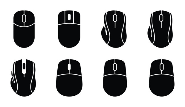 Computer Mouse Icons Set, Digital Input Devices Collection, Modern Technology Peripherals Vector Pack
