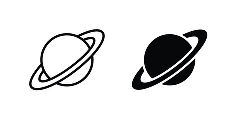 Saturn Planet Icons, Space Celestial Body Symbols, Cosmic Orbit Graphic Resources © Rakib