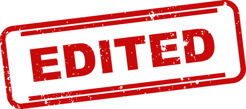 Red rubber stamp with the word 'edited' isolated on a white background document approval concept