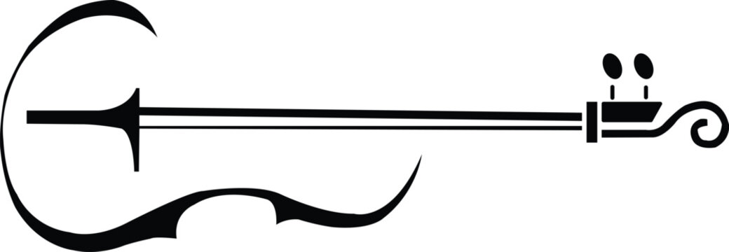 Black abstract violin silhouette with scroll and tuning pegs music instrument