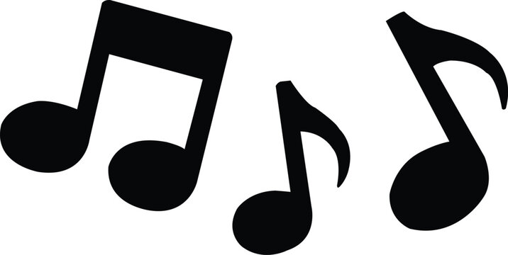 Black musical notes on a white background symbol sound