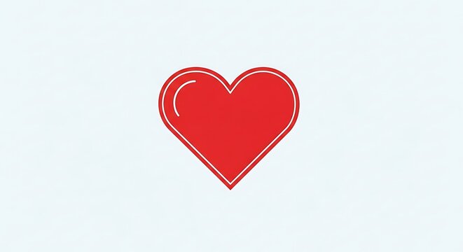 Red heart symbol with white border on white background.