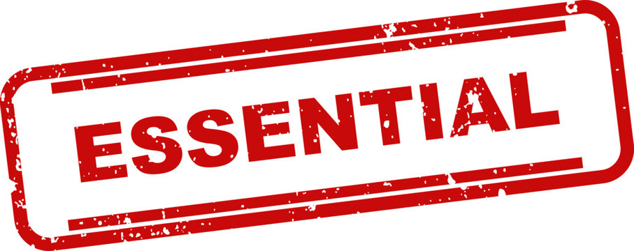 Essential stamp graphic red ink rectangle seal for important notices and critical information messaging