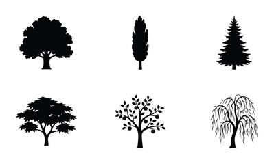 Vector Tree Silhouettes Collection: Diverse Forest and Orchard Shapes for Nature Graphics © MdSajid