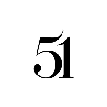 Large black number 51 on a white background with sharp edges and clean lines