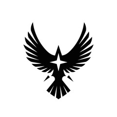 Naklejka premium Black stylized eagle emblem with spread wings and star center