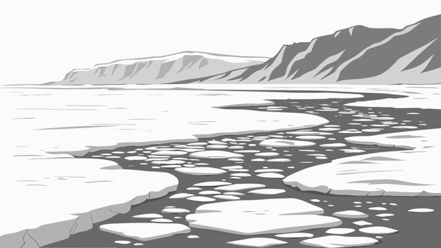 Arctic landscape with glacial ice floes and mountains landscape mountain