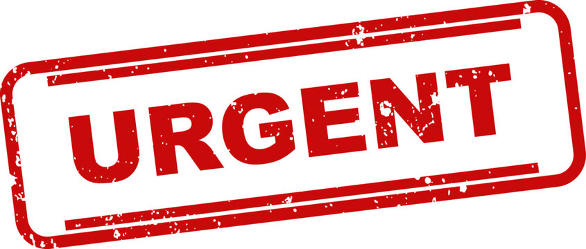 Red rubber stamp with the word urgent isolated on a white background warning sign