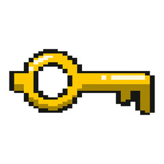 Obraz premium Pixel gold key icon