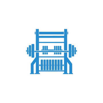 Blue professional weight machine gym icon.