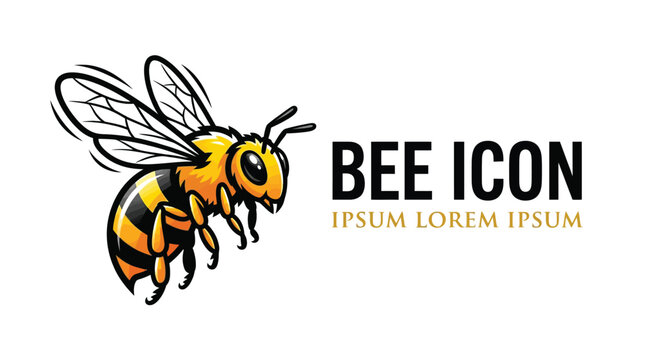 Vibrant yellow and black honey bee vector illustration logo design for modern branding and identity