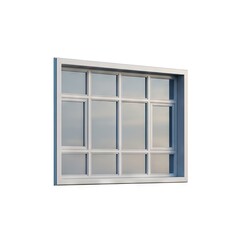 Obraz premium Modern White Framed Window with Multiple Panes on a White Background.