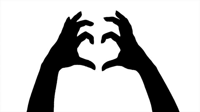 Silhouette of Hand show waving hand and hello gesture. People male hand concept