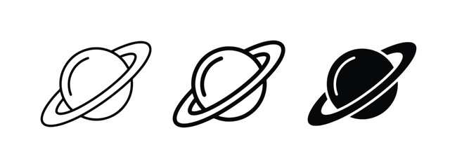 Planet Icons, Saturn Symbols, Cosmic Icons Set, Space Graphics, Celestial Icons, Astronomical Icons, Vector Art © Masud