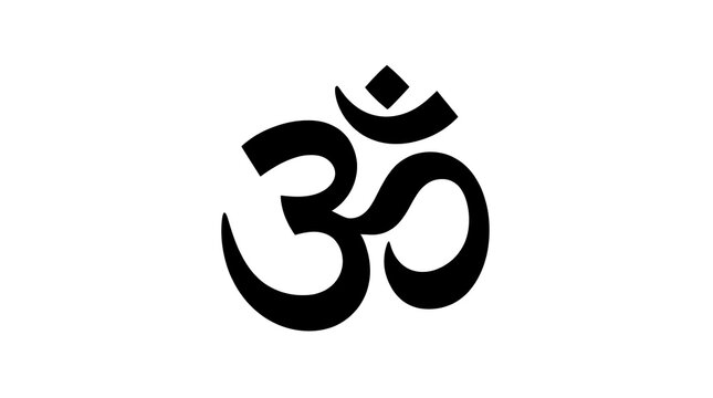 Black om symbol on white background spiritual meditation icon