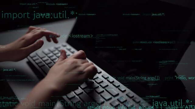 A close-up shot of hands typing on a sleek keyboard, with programming code displayed on the screen, showcasing the essence of modern technology and coding practices. Xenic