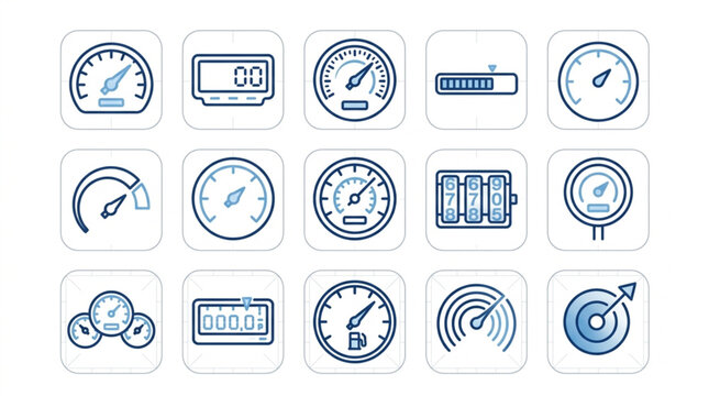 Car Dashboard and Vehicle Icons Set