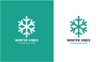 Fototapeta premium Winter Vibes Snowflake Logo Design Template for Seasonal Marketing