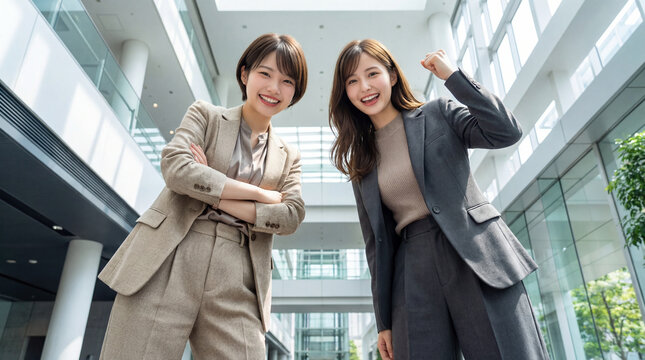元気よくポーズをとるやる気満々なビジネスウーマン