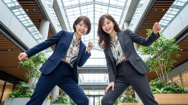 元気よくポーズをとるやる気満々なビジネスウーマン