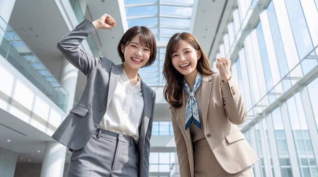 元気よくポーズをとるやる気満々なビジネスウーマン