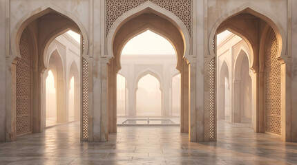 Fototapeta premium Islamic Archway Interior with Ornate Details