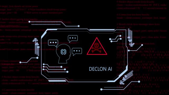 Declan AI is connected to various digital functions through a glowing green network, representing advanced technology 4k video