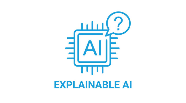 Vector graphic illustration Explainable AI icon with question mark