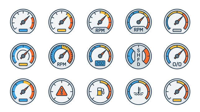 Collection of Vehicle Dashboard Gauges Icons