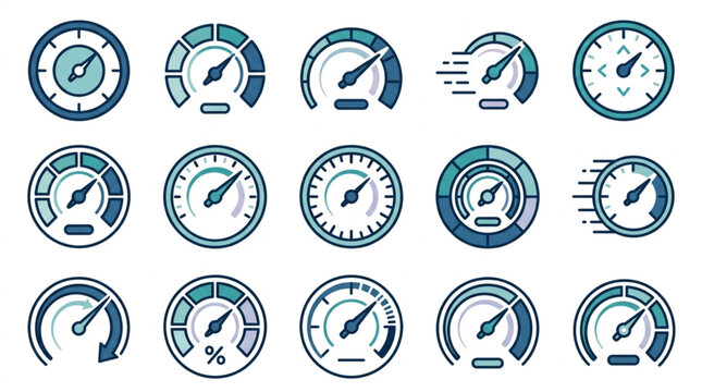Collection of Modern Speedometer and Gauge Icons