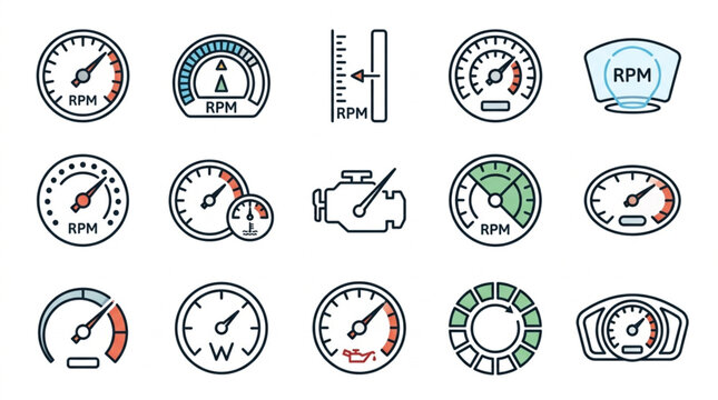 Collection of Vehicle Dashboard Gauges and Indicators