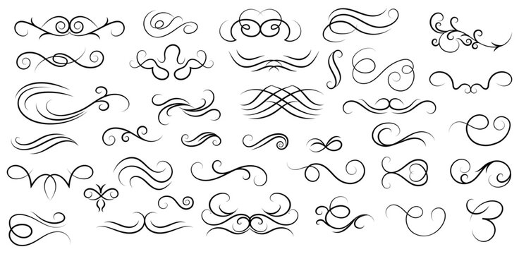 Elegant Decorative Flourish Swirl Ornament Collection Vector Elements