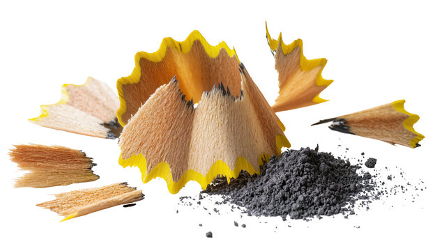 Yellow pencil shavings and graphite dust pile