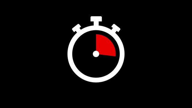 20 minute stopwatch timer animation. 20 minutes timer, stopwatch or countdown video on transparent background. Timer, clock, stopwatch icon with 20 minute timer animation video. alpha channel