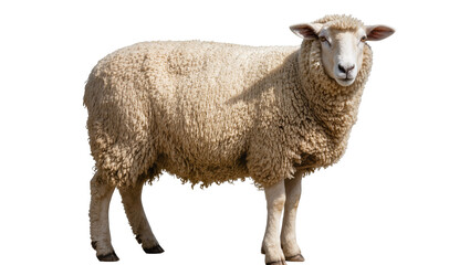 Fototapeta premium Woolly sheep standing profile view