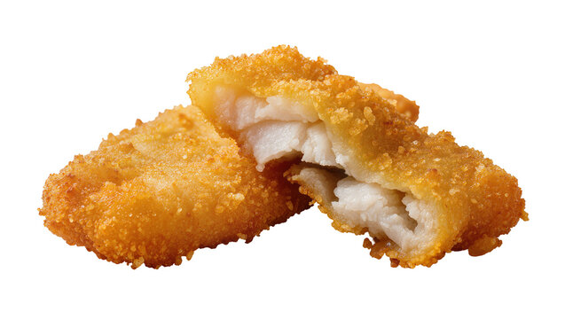 Crispy golden fried fish fingers with flaky white interior