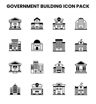 Government Building DuoTone Set Icons Pack