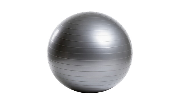 Gray exercise ball with horizontal ridges