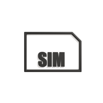 SIM card icon, a small, thin chip with a cut corner, representing mobile technology and connectivity for digital devices